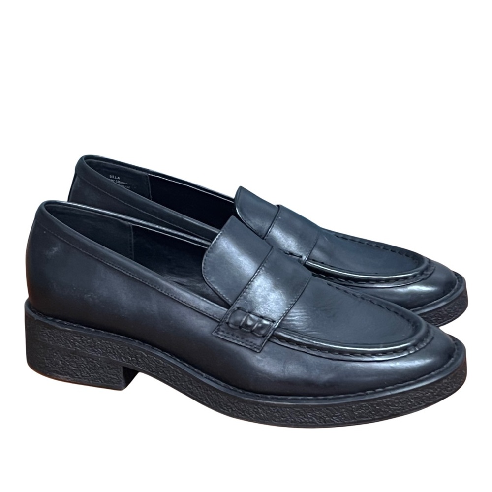 NWT Aerosoles Women's Ulla Black Leather Loafers with Chunky Heel Size 10